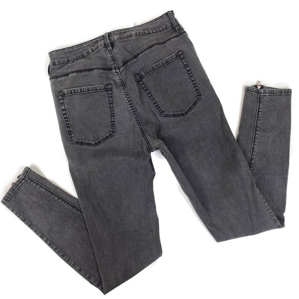 Brandy Melville Moto Skinny Jeans Zip Black Wash Hi Rise 5 Pocket Womens - Picture 3 of 9
